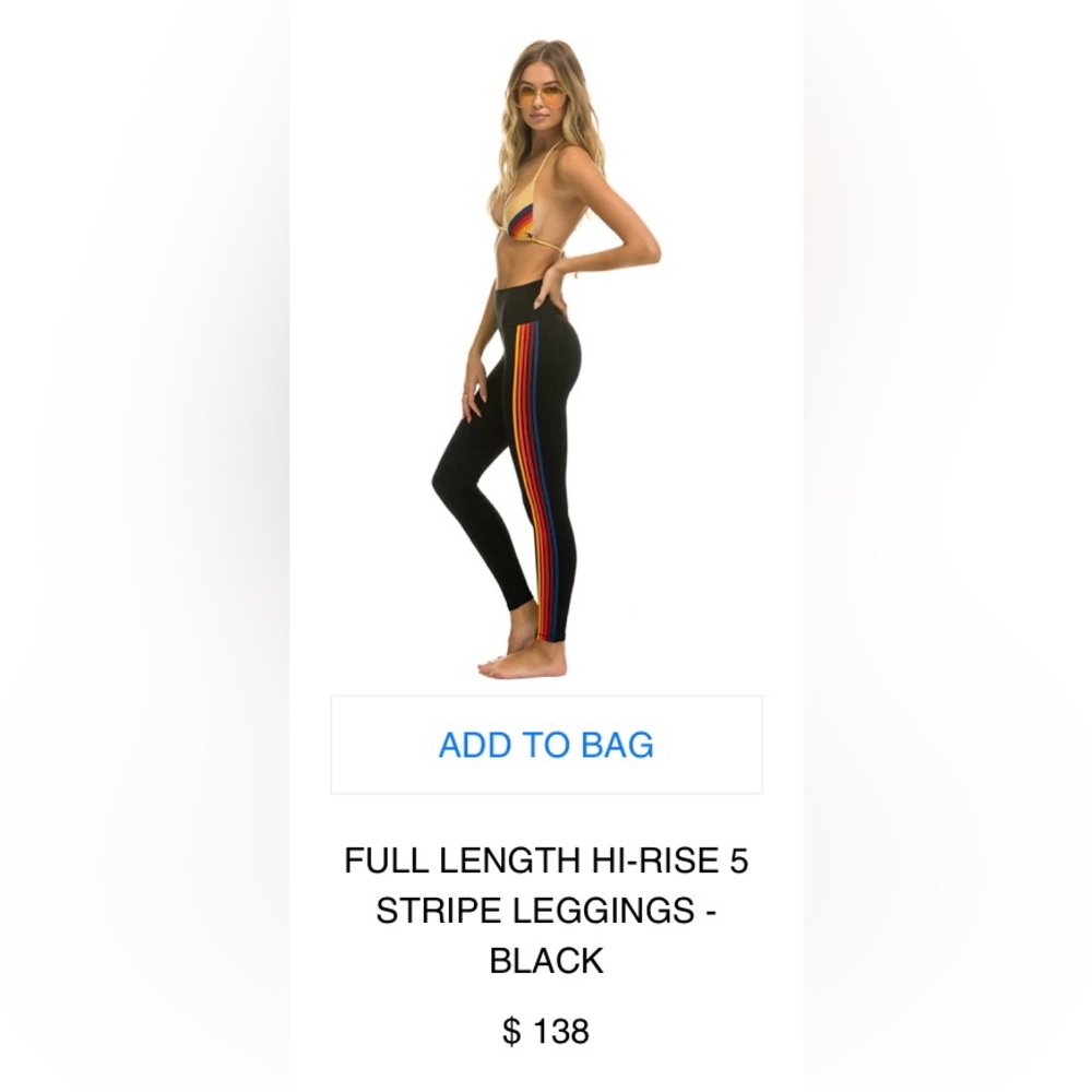 FULL LENGTH HI-RISE 5 STRIPE LEGGINGS - BLACK SOLD OUT ONLINE